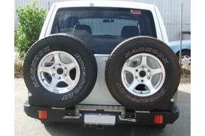 OUTBACK ACCESSORIES' DUAL WHEEL CARRIER TO SUIT MITSUBISHI PAJERO GLX/GLS NM & NP