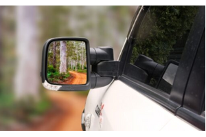Clearview Towing Mirrors [Compact, Pair, OAT Sensor, Indicators, Electric, Chrome] To Suit Ford Ranger, Raptor & Everest (2022-On)