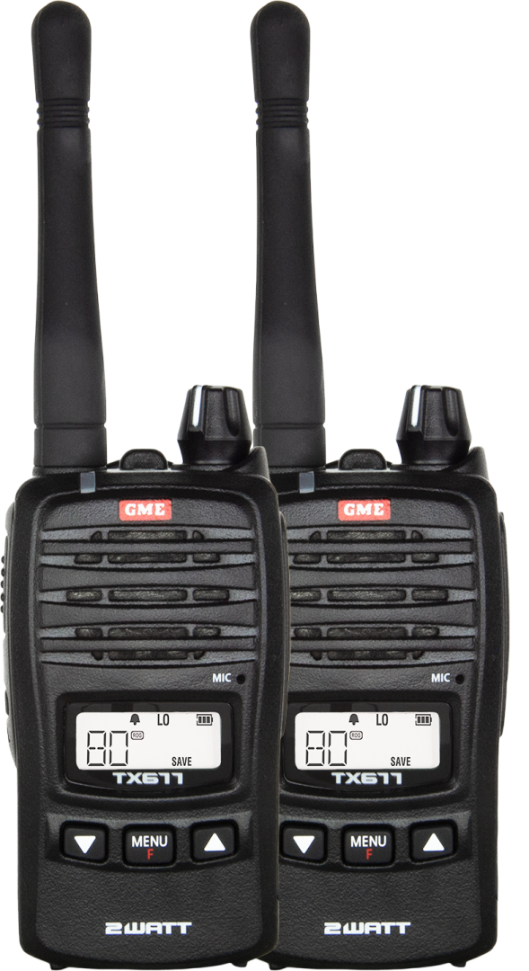 GME 2 WATT UHF CB HANDHELD RADIO (TWIN PACK) (TX667TP)