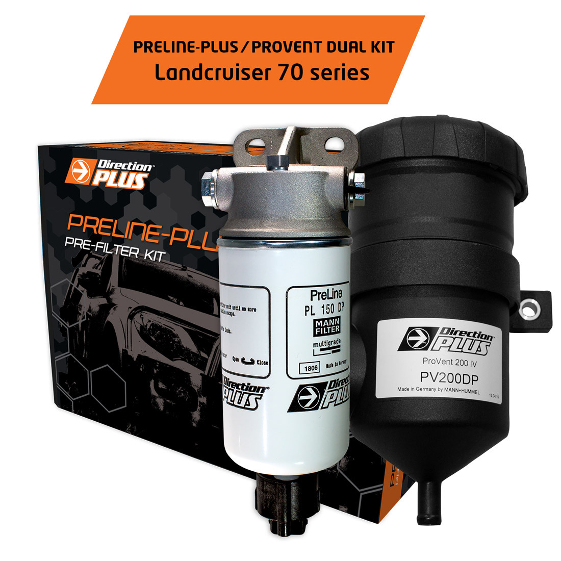 DIRECTION PLUS Pre-Filter & Provent Dual Kit To Suit Toyota Land Cruiser 70 Series (2007-2017)