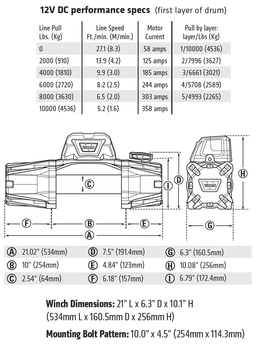 WARN EVO 10-S WINCH - 10,000PD SYNTHETIC ROPE WINCH