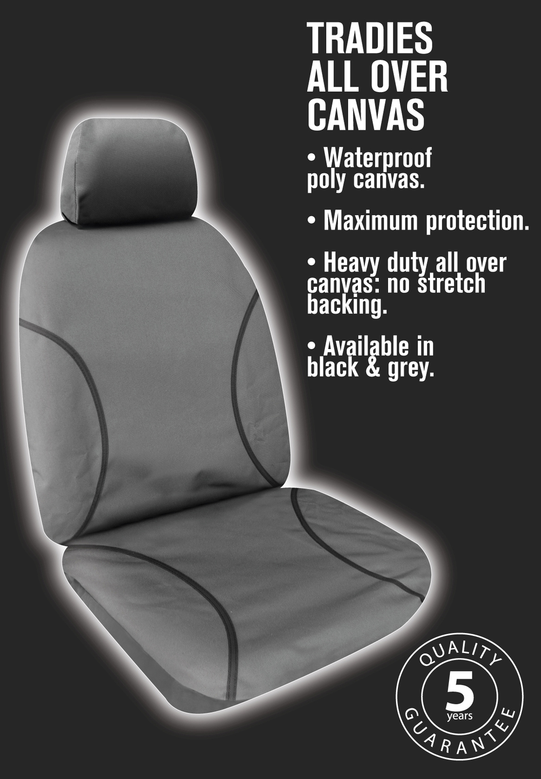 Sperling Seat Cover REAR TRG (TRADIES CANVAS GREY)