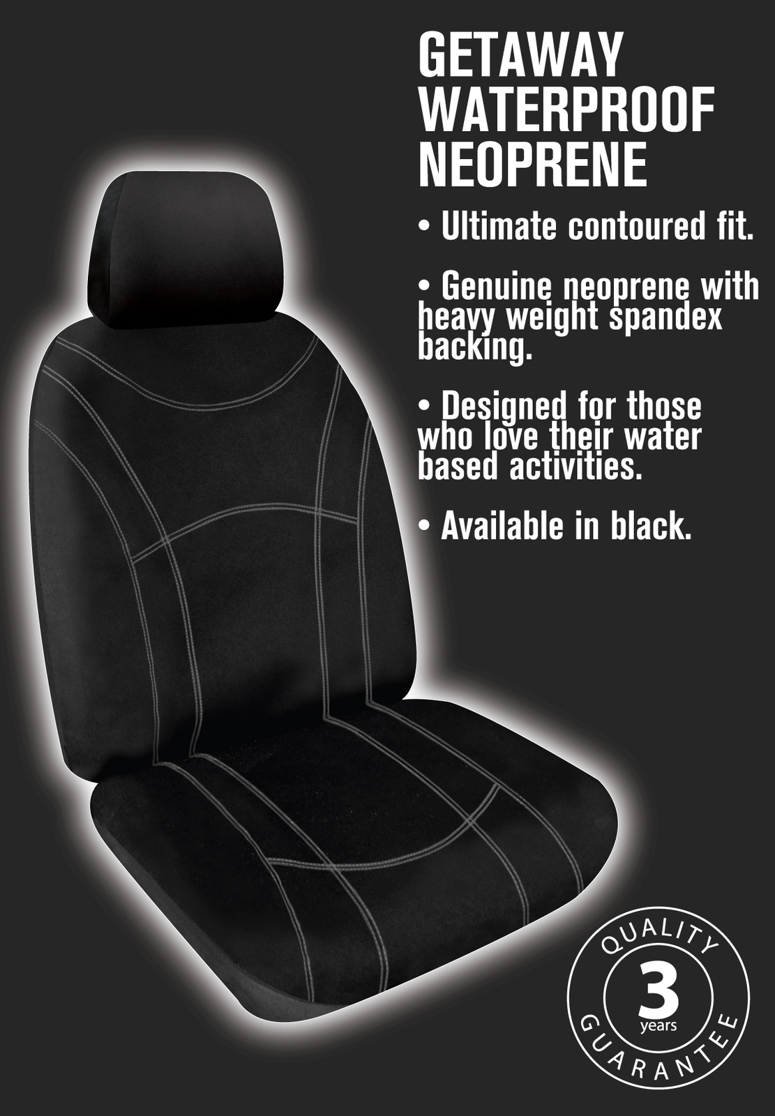 SPERLING SEAT COVER FRONT G2B (GETAWAY NEOPRENE BLACK)