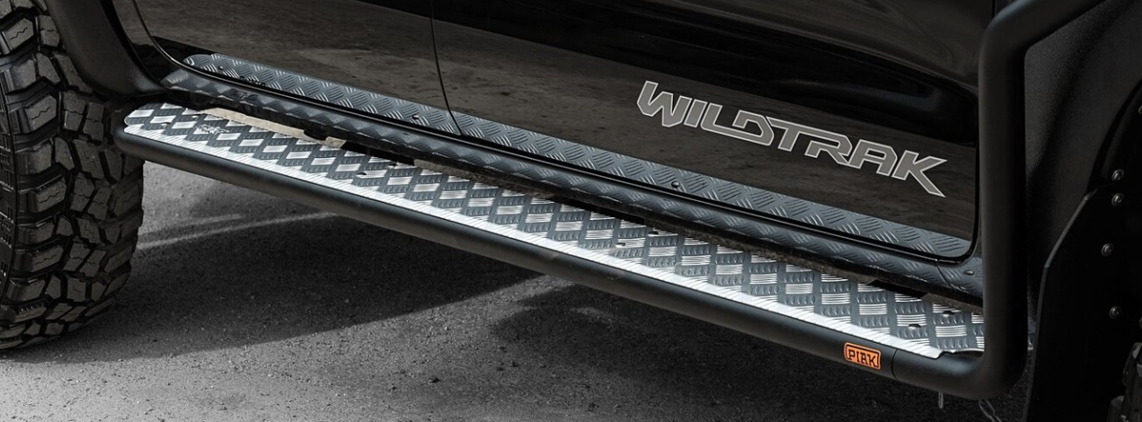 PIAK SIDE STEPS_AL CHECKER PLATE SLIVER ANODISED TO SUIT FORD RANGER RAPTOR (2018-ON)