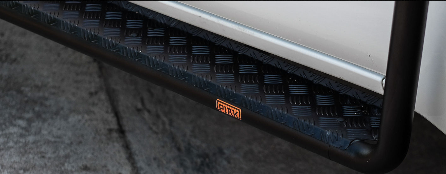 PIAK Side Steps_AL Checkerplate Black Anodized To Suit Ford Ranger PXI / PXII / PXIII & Mazda BT50 (2011-On)