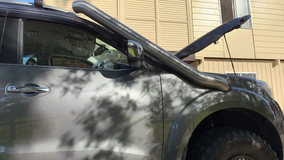ORC M SPEC BRUSHED STAINLESS SNORKEL W/ WASHER BOTTLE TO SUIT NISSAN NP300 (WIDE BODY)