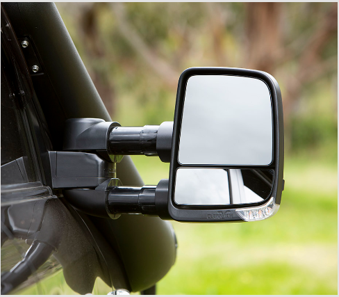 Clearview Towing Mirrors [Next Gen, Pair, Power-Fold, Indicators, Electric, Black] To Suit Toyota Prado 150 Series 11/2009-on
