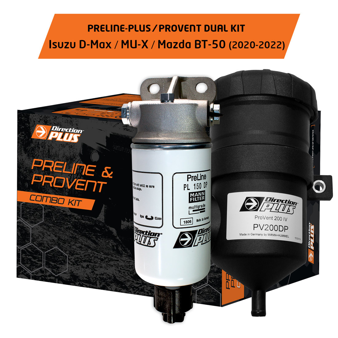 DIRECTION PLUS Pre-Filter & Provent Dual Kit To Suit Isuzu D-Max, MU-X & Mazda BT-50 (2020-2022)