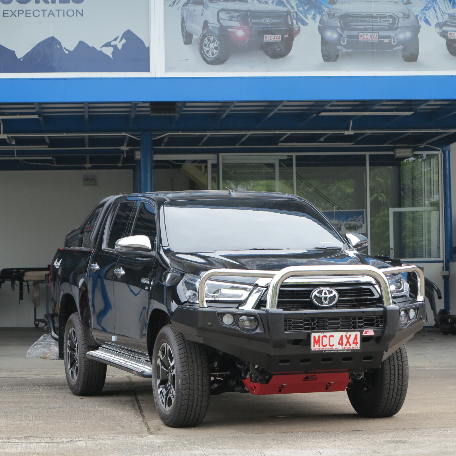 MCC FALCON STAINLESS TRIPLE LOOP BAR W/UBP TO SUIT TOYOTA HILUX REVO (MK8) FACELIFT 2020 ON
