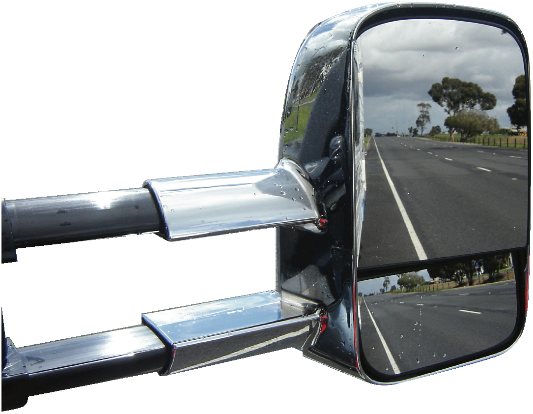 Clearview Towing Mirrors [Original, Pair, Power-fold, Indicators, Electric, Chrome] To Suit Ford Everest 2015-2021