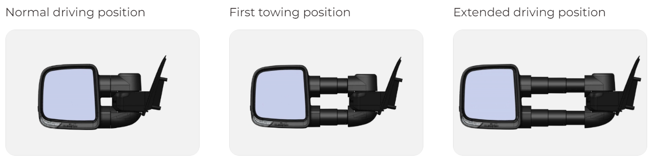 Clearview Towing Mirrors [Compact, Pair, OAT Sensor, Indicators, Electric, Chrome] To Suit Ford Ranger, Raptor & Everest (2022-On)