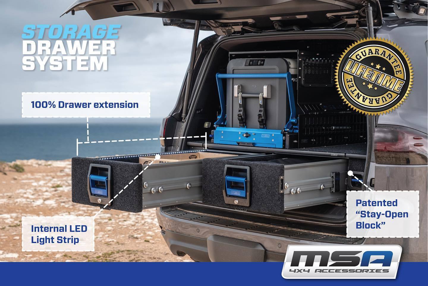 MSA 4X4 COMPLETE STORAGE KIT (RIGHT) TO SUIT TOYOTA LAND CRUISER 300 SERIES (2021-ON)