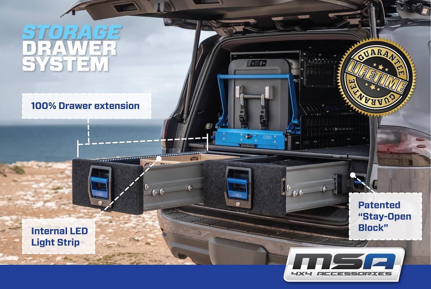 MSA 4X4 COMPLETE STORAGE KIT (LEFT) TO SUIT TOYOTA LAND CRUISER 300 SERIES (2021-ON)