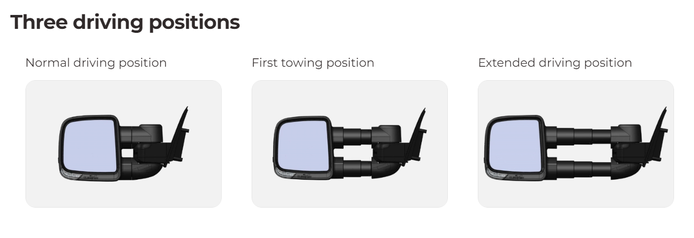 Clearview Towing Mirrors [Compact, Pair, BSM, Electric, Black] To Suit Isuzu MU-X & D-Max (2021-On) & Mazda BT-50 (2020-On)