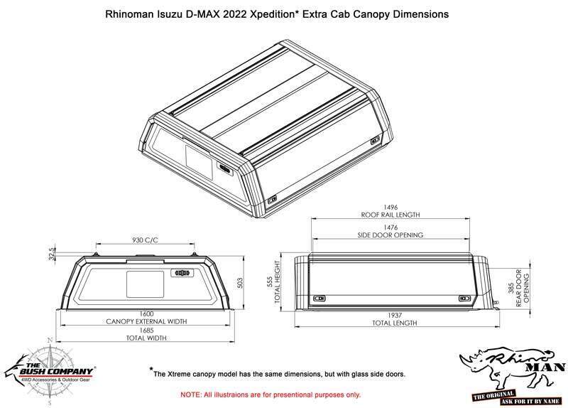 RHINOMAN XTREME CANOPY (WHITE) TO SUIT SPACE CAB ISUZU D-MAX (2021-ON)