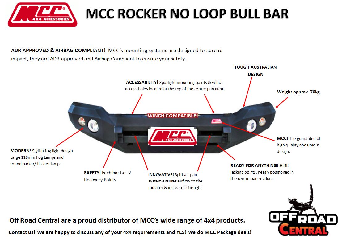 MCC ROCKER BARS W/UBP & FOGS TO SUIT TOYOTA HILUX (VIGO CHAMP) 7/2011-09/2015
