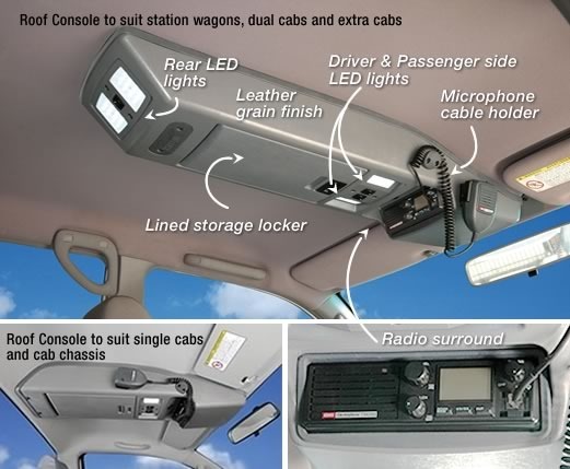 4WD INTERIORS ROOF CONSOLE TO SUIT LAND CRUISER 70 SERIES SINGLE CAB (09/2016-ON) - COMP. W/COLLISION SENSOR