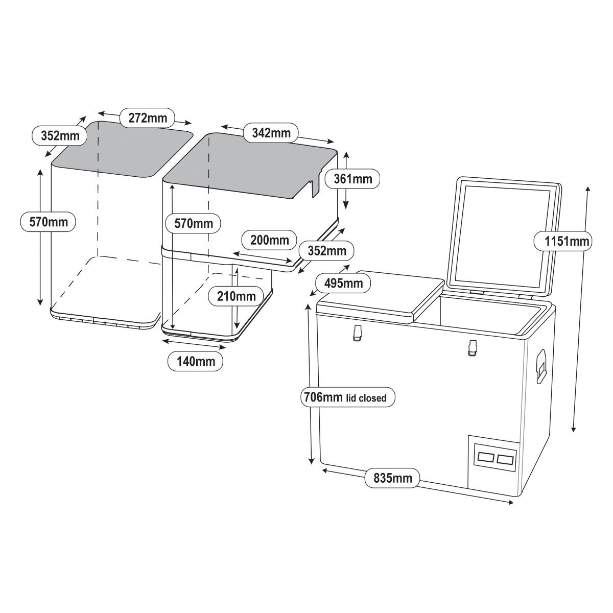 NATIONAL LUNA LEGACY 110L FRIDGE (TWIN BIN, DOUBLE DOOR, DUAL CONTROL)