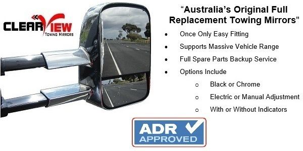 Clearview Towing Mirrors [Original, Pair, Heated, Indicators, Electric, Black] To Suit Mazda BT-50 UP/UR Series 10/2011-06/2020