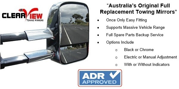 Clearview Towing Mirrors [Original, Pair, Power-Fold, Indicators, Electric, Black] To Suit Mitsubishi Pajero Sport & MQ Triton