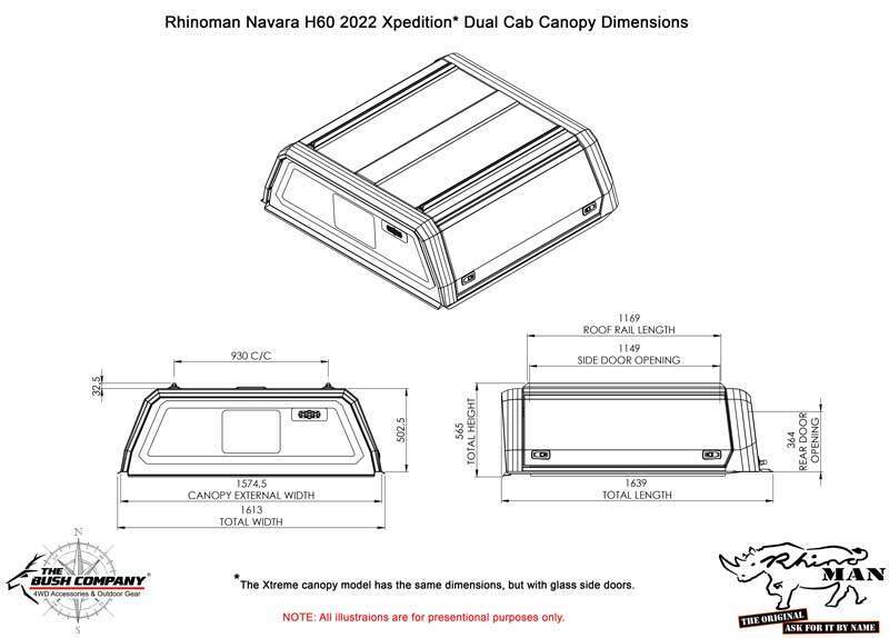 RHINOMAN XPEDITION CANOPY (WHITE) TO SUIT DUAL CAB NISSAN NP300 (2021-ON)