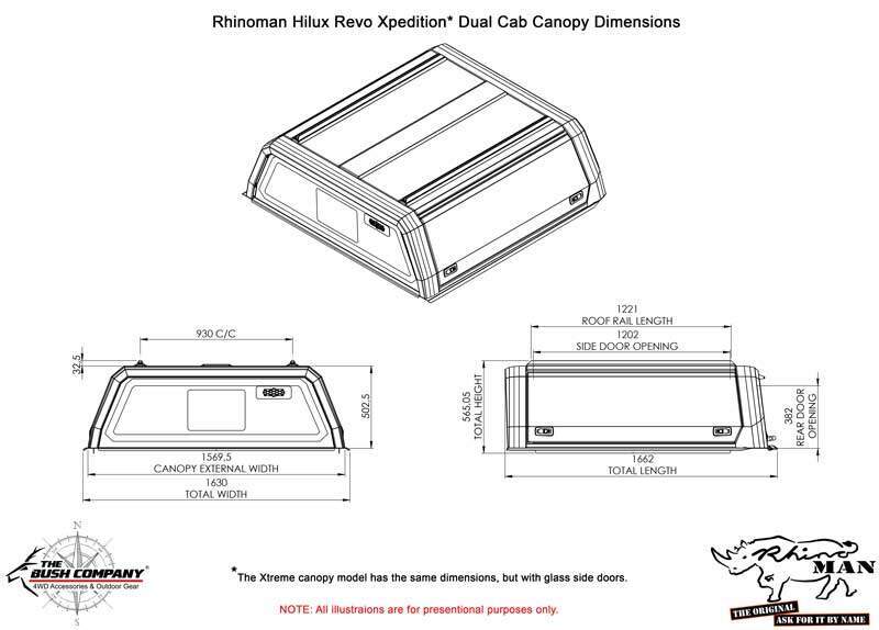 RHINOMAN XPEDITION CANOPY (WHITE) TO SUIT DUAL CAB SR5 A-DECK TOYOTA HILUX (2015-ON)