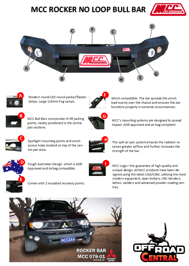 MCC ROCKER BARS W/UBP & FOGS TO SUIT TOYOTA HILUX (VIGO CHAMP) 7/2011-09/2015