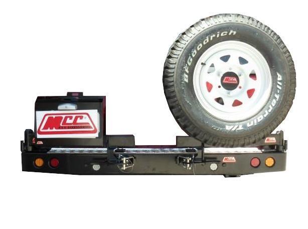 MCC WHEEL CARRIER AND DUAL JERRY CAN TO SUIT TOYOTA LANDCRUISER 200 SERIES 2007 ON (GL, GLX)