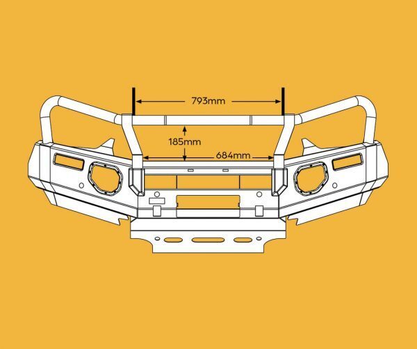 OXLEY BULL BAR (INC. TOW POINTS & FOGS) TO SUIT ISUZU D-MAX (2020-ON)