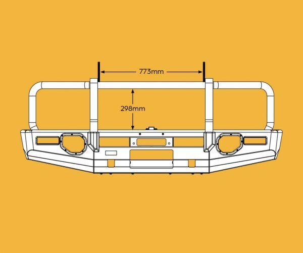 OXLEY BULL BAR (INC. TOW POINTS & FOGS) TO SUIT SINGLE CAB TOYOTA LAND CRUISER 70 SERIES (2017-2023)