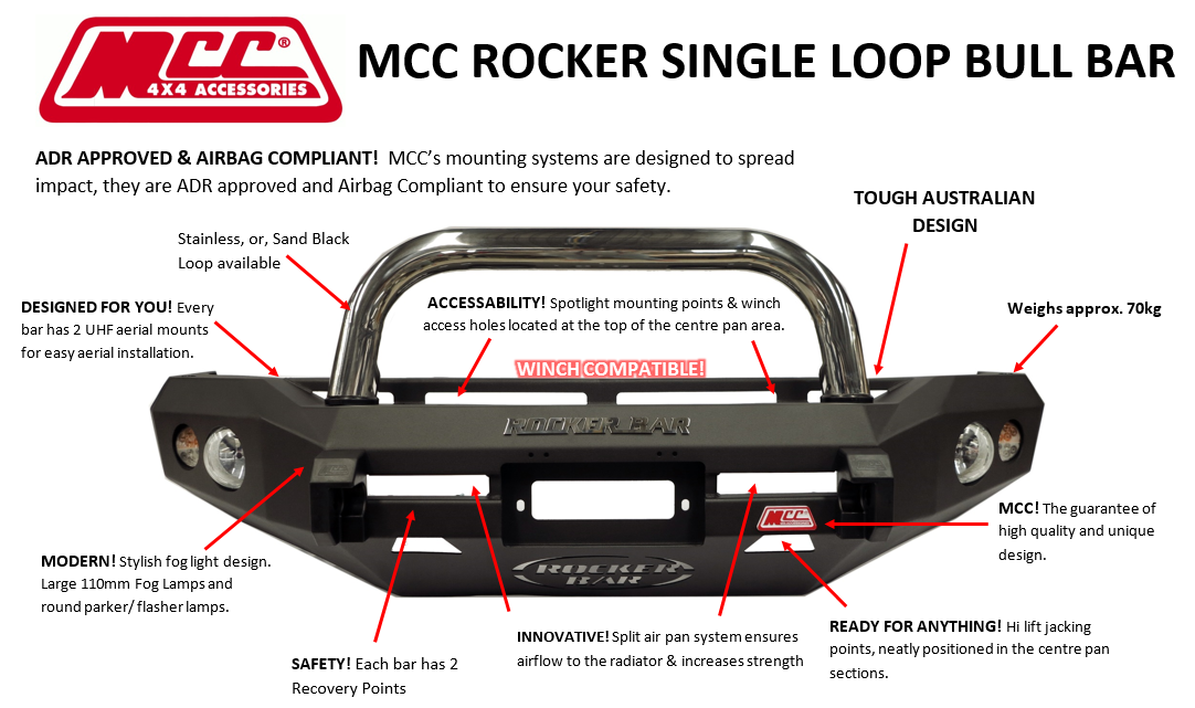 MCC ROCKER BAR TO SUIT TOYOTA HILUX VIGO MK7 2005-2011