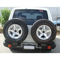 OUTBACK ACCESSORIES' DUAL WHEEL CARRIER TO SUIT MITSUBISHI PAJERO GLX/GLS NM & NP