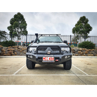 MCC 'ROCKER SANDBLACK 3 LOOP BULL BAR W/ FOG AND PLATES TO SUIT MITSUBISHI CHALLENGER PB-PC 2009-2011/ TRITON ML-MN 10 -14