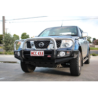 MCC 'FALCON STAINLESS TRIPLE LOOP BULL BAR W/ PLATES TO SUIT NISSAN NAVARA D40 05-15 & PATHFINDER R51 05-10 (GROOVE)