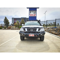 MCC ROCKER LOW LOOP BULLBAR W/ FOG & PLATES TO SUIT NISSAN PATROL GU Y62 02/2013-ON