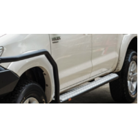 PIAK SIDE STEPS_ AL CHECKER PLATE SILVER ANODIZED TO SUIT TOYOTA HILUX 2015+ (SINGLE CAB ONLY)