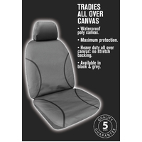 SPERLING FRONT ROW TRADIES CANVAS SEATCOVERS (AVAILABLE IN BLACK AND GREY) TO SUIT TOYOTA HILUX ALL BADGES DUAL/SINGLE CAB 2005 - 2015