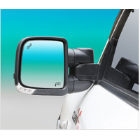 Clearview Towing Mirrors [Compact, Pair, Heated, Power-fold, BSM, Indicators, Electric, Chrome] To Suit Holden Colorado RG 2012-20 & Trailblazer 16-20