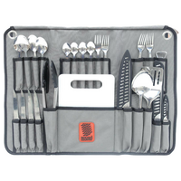 ROUGH COUNTRY CAMP KITCHEN CUTLERY CANVAS ROLL 24 PIECES STAINLESS STEEL