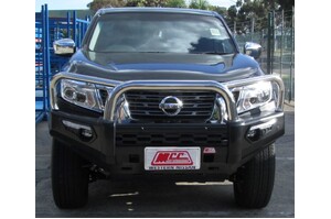 MCC 'PHOENIX 3 LOOP STAINLESS BULLBAR W/ FOG & PLATES TO SUIT NISSAN NAVARA NP300 06/2015-ON & PATHFINDER R51 2011-13 (SMOOTH)