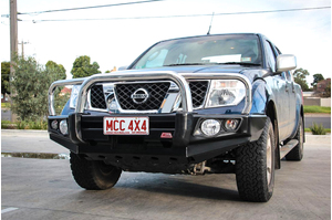 MCC 'FALCON STAINLESS TRIPLE LOOP BULL BAR W/ PLATES TO SUIT NISSAN NAVARA D40 05-15 & PATHFINDER R51 05-10 (GROOVE)