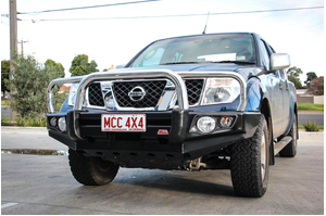 MCC 'FALCON STAINLESS TRIPLE LOOP BULL BAR W/ PLATES TO SUIT NISSAN NAVARA D40 05-15 & PATHFINDER R51 05-10 (GROOVE)