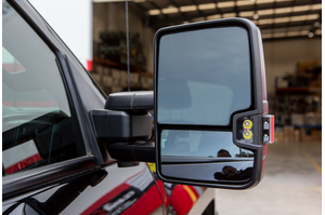 Clearview Towing Mirrors To Suit Silverado 2018-2020 (Full Replacement, Manual Fold, Heated, Indicator, Electric Top Glass, Black)