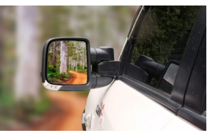 Clearview Towing Mirrors [Compact, Pair, Heat, PowerFold, BSM, OAT Sensor, Indicators, Electric, Chrome] To Suit Ford Ranger, Rapt & Everest (2022-On)